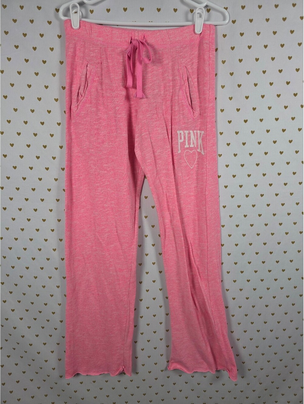 Victorias Secret PINK XS Heart Flared Sweats Sweatpants Boyfriend Diaper Butt